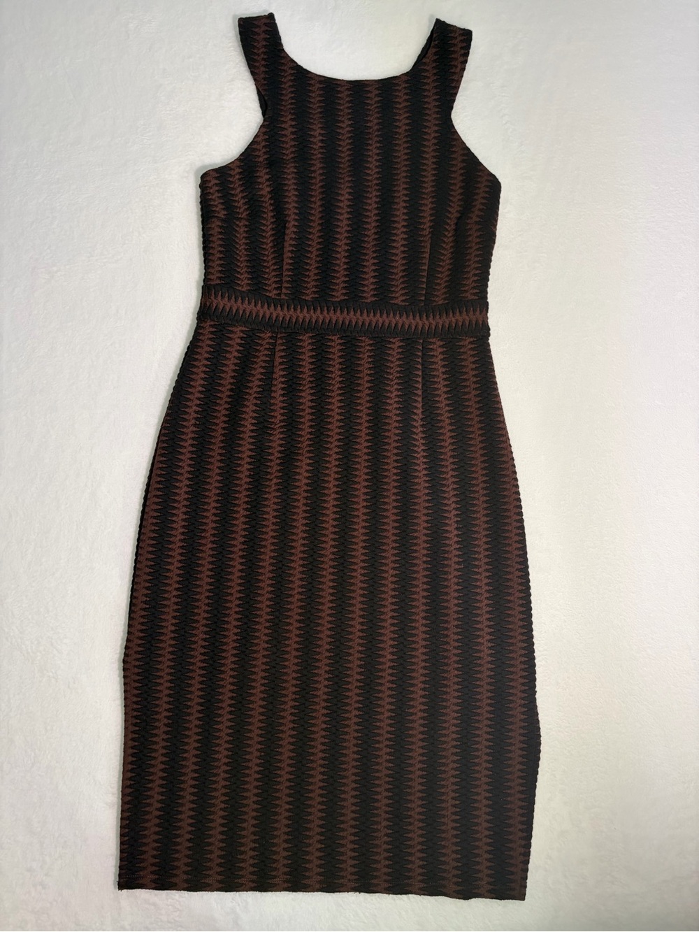 Anthropologie Maeve Sleeveless Black and Brown Textured Sheath Dress